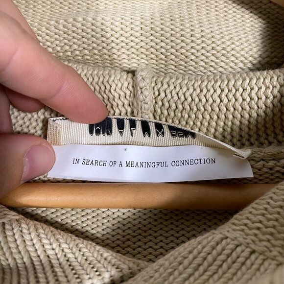 1017 ALYX 9SM Treated Logo Knit Hooded Sweater Beige Cotton Size XL - Picture 4 of 11